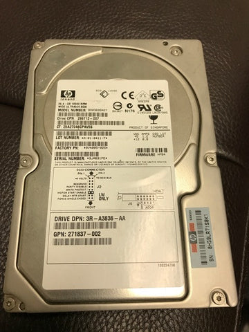 HP Disk Drive 36GB 10K U320 68pin P/N 286712-007
